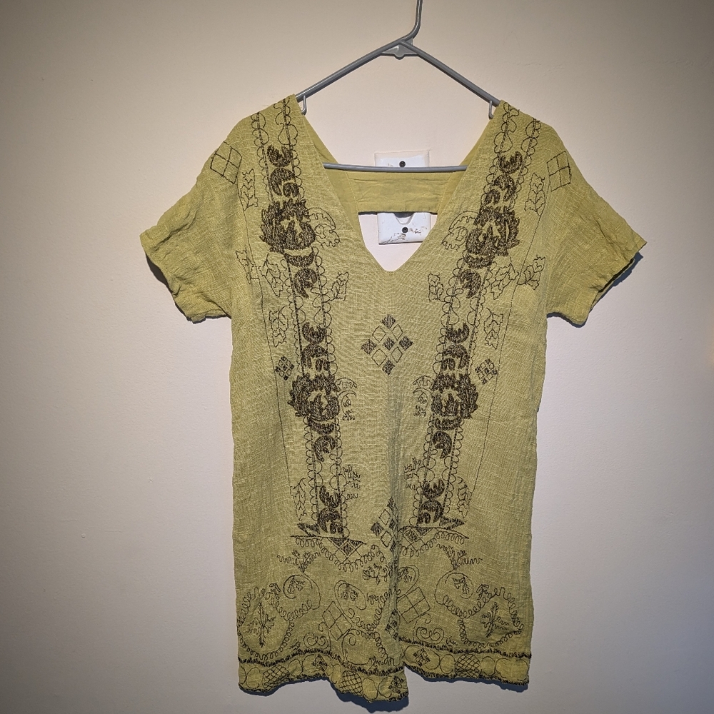 Free People linen and beaded shift dress
